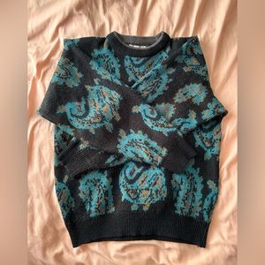 Saturdays, black blue and orange sweater